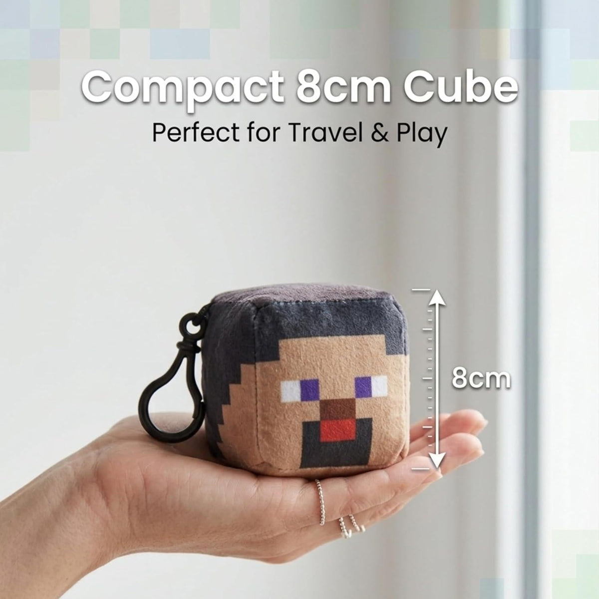 Minecraft Steve Kids Licensed Minecraft Plush Cube Clip-On Keychain – view 3