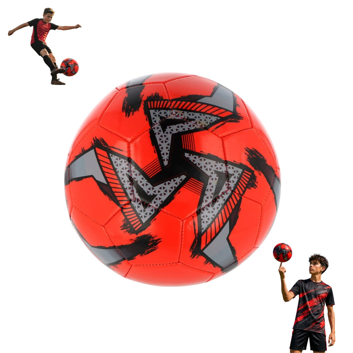 32-Panel Football Size 5 – Deflated Training & Match Ball - Red