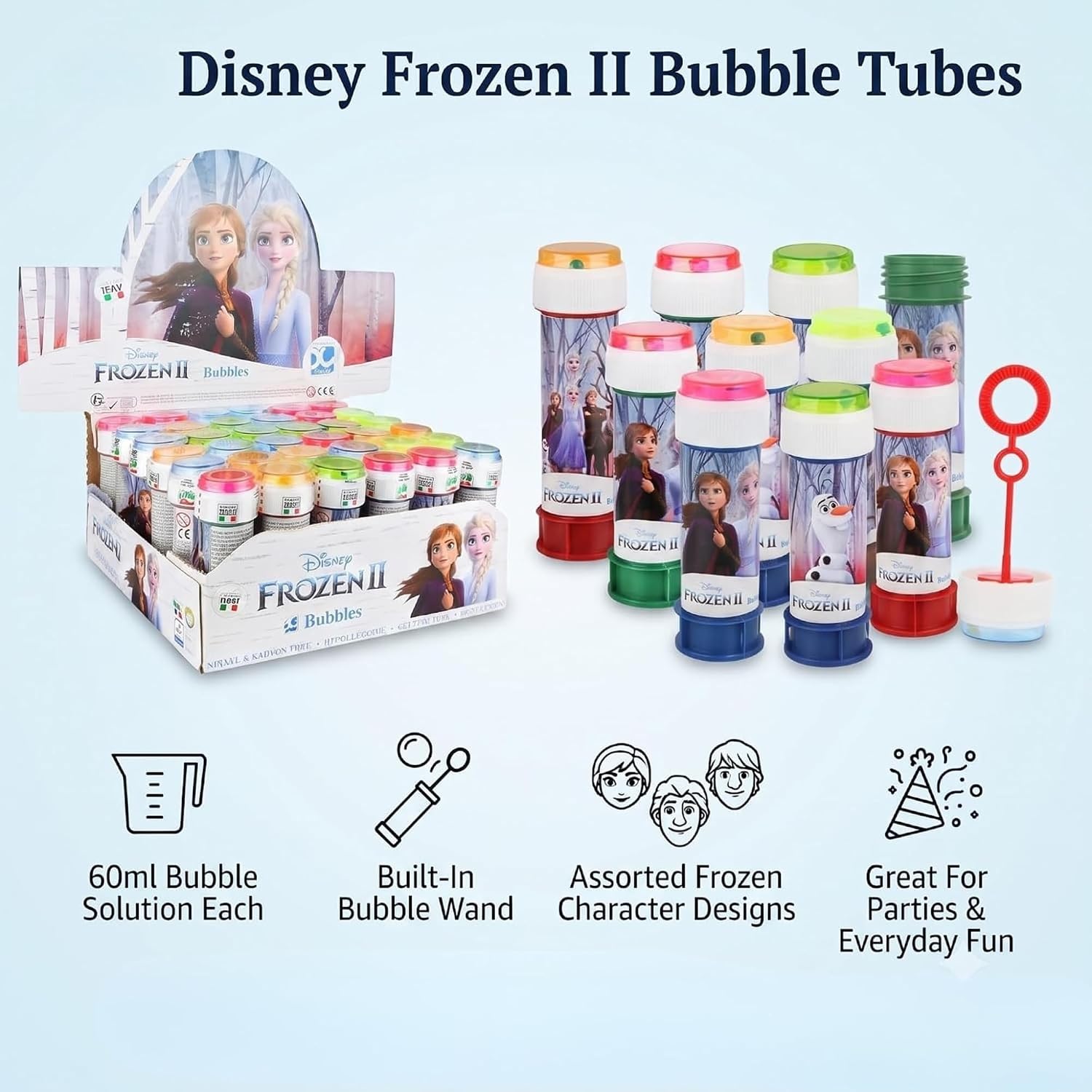 Frozen II 12Pcs Bubble Tubes with Wand