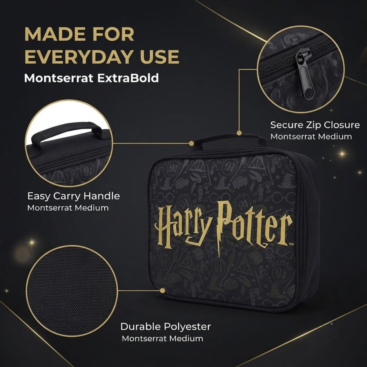Harry Potter Kids Insulated Lunch Bag 23cm