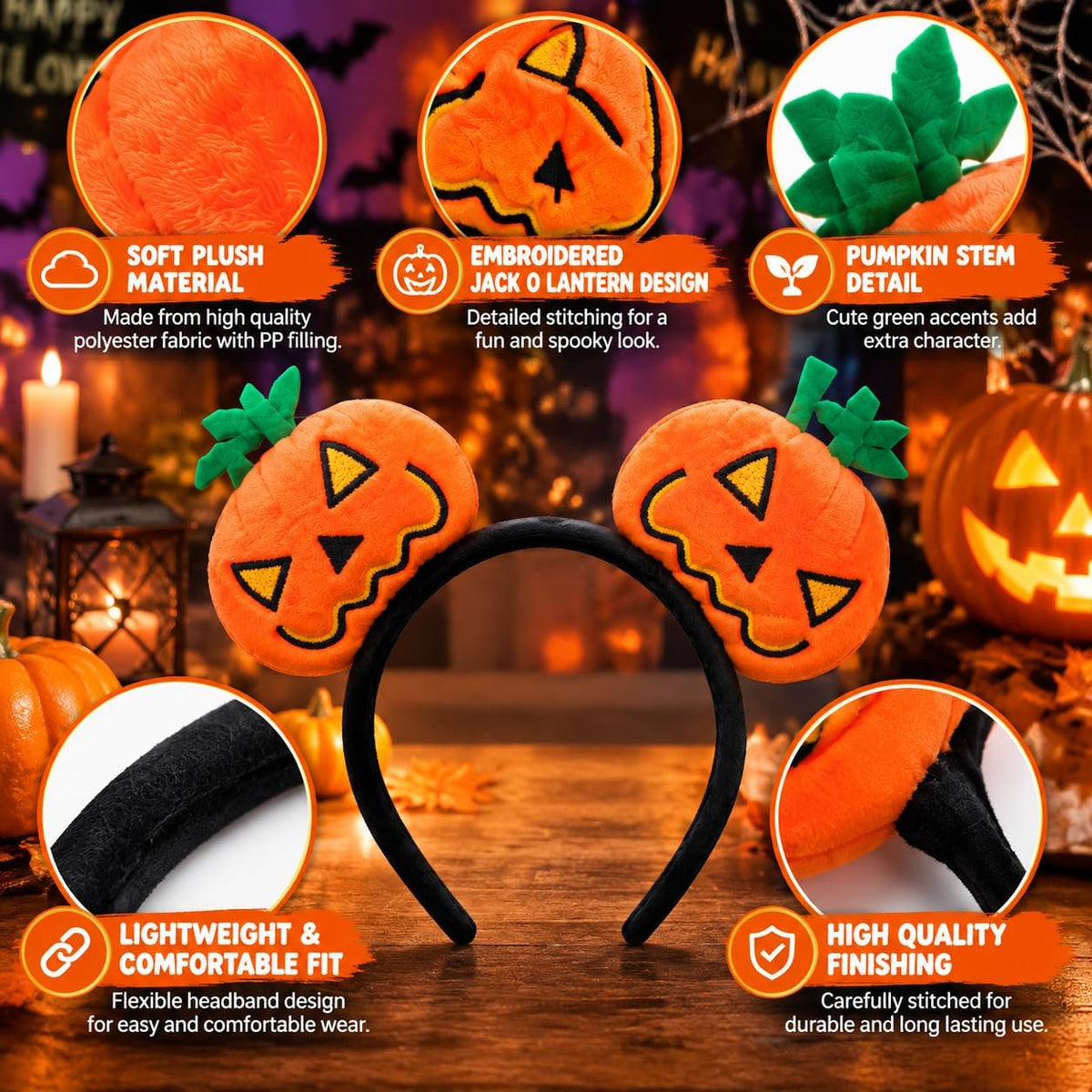 19cm Halloween Plush Pumpkin Headband