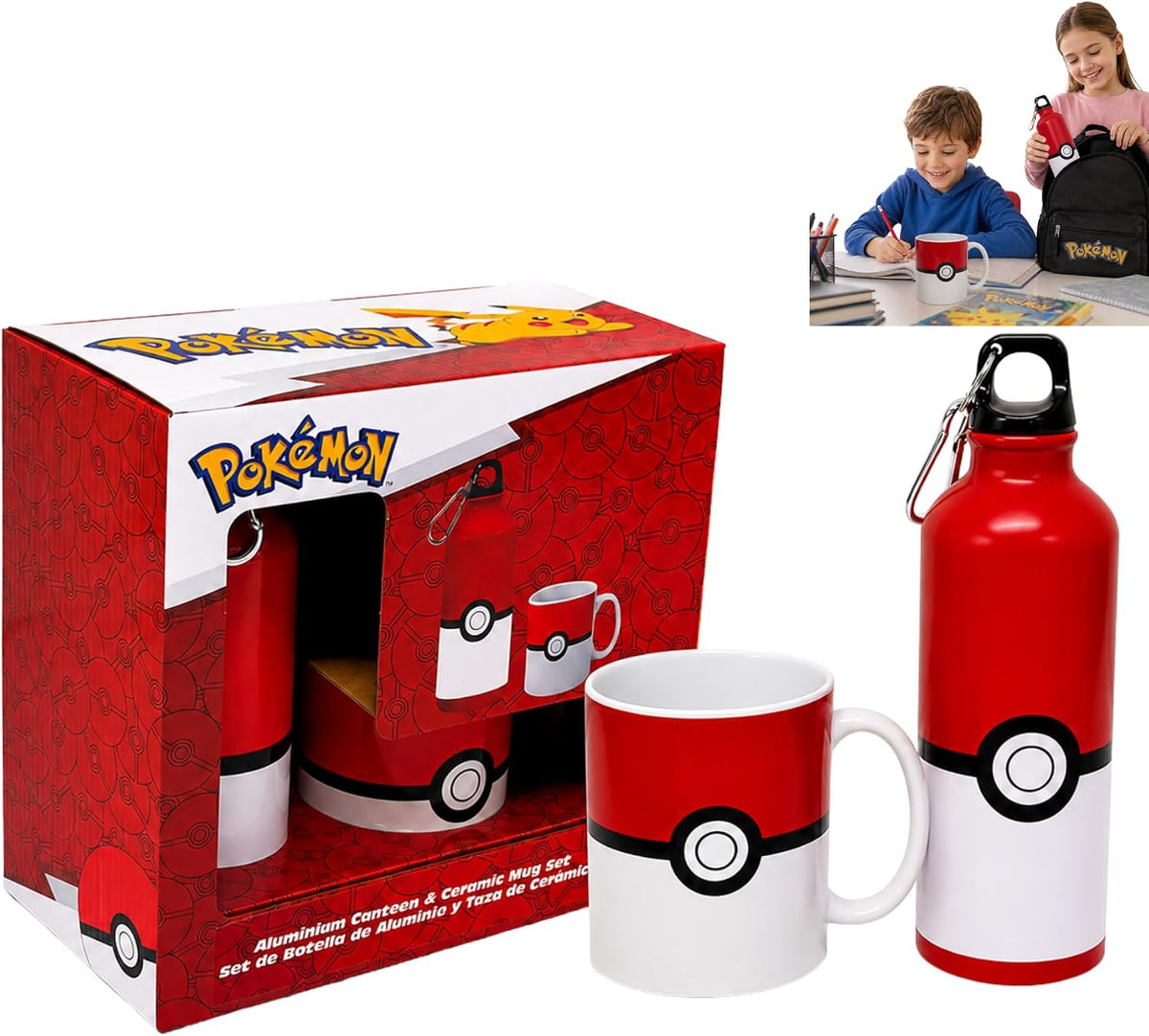 Pokemon Mug & 500ml Aluminium Bottle Gift Set 2Pcs