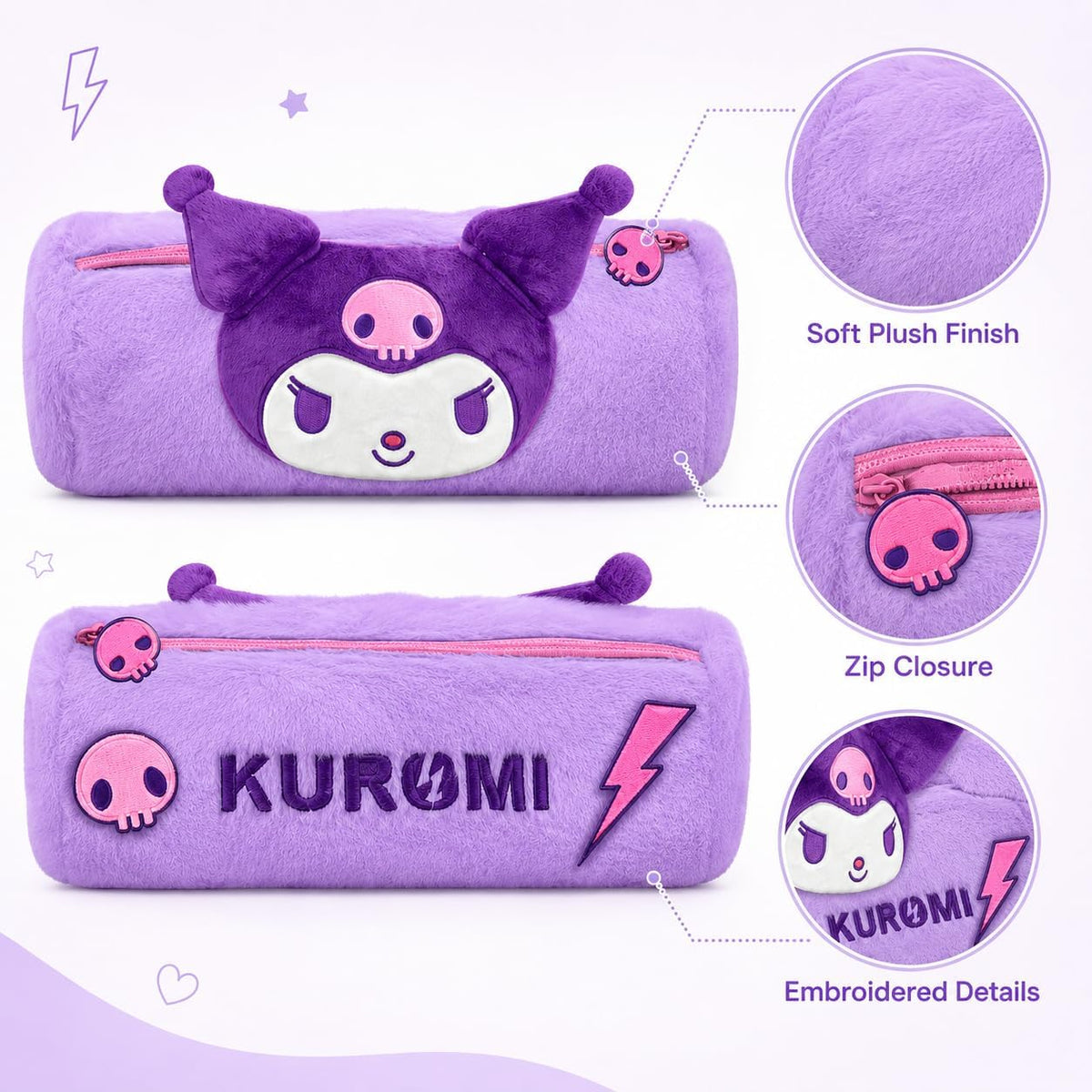 Kuromi Soft Plush Pencil Case 22cm