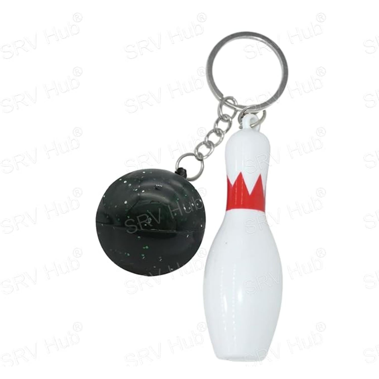 Bowling Pin Attached Ball Keyring - Assorted