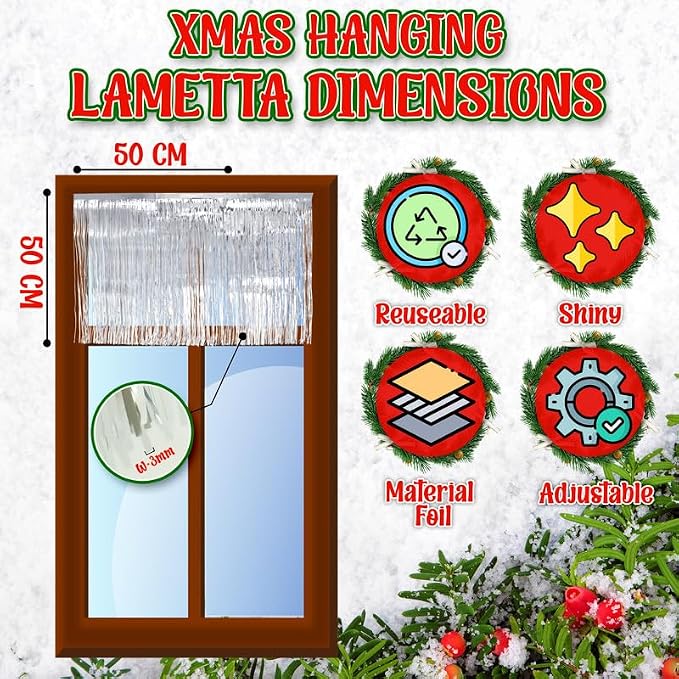 Lametta Tinsel Curtain for Christmas Decorations 50cm