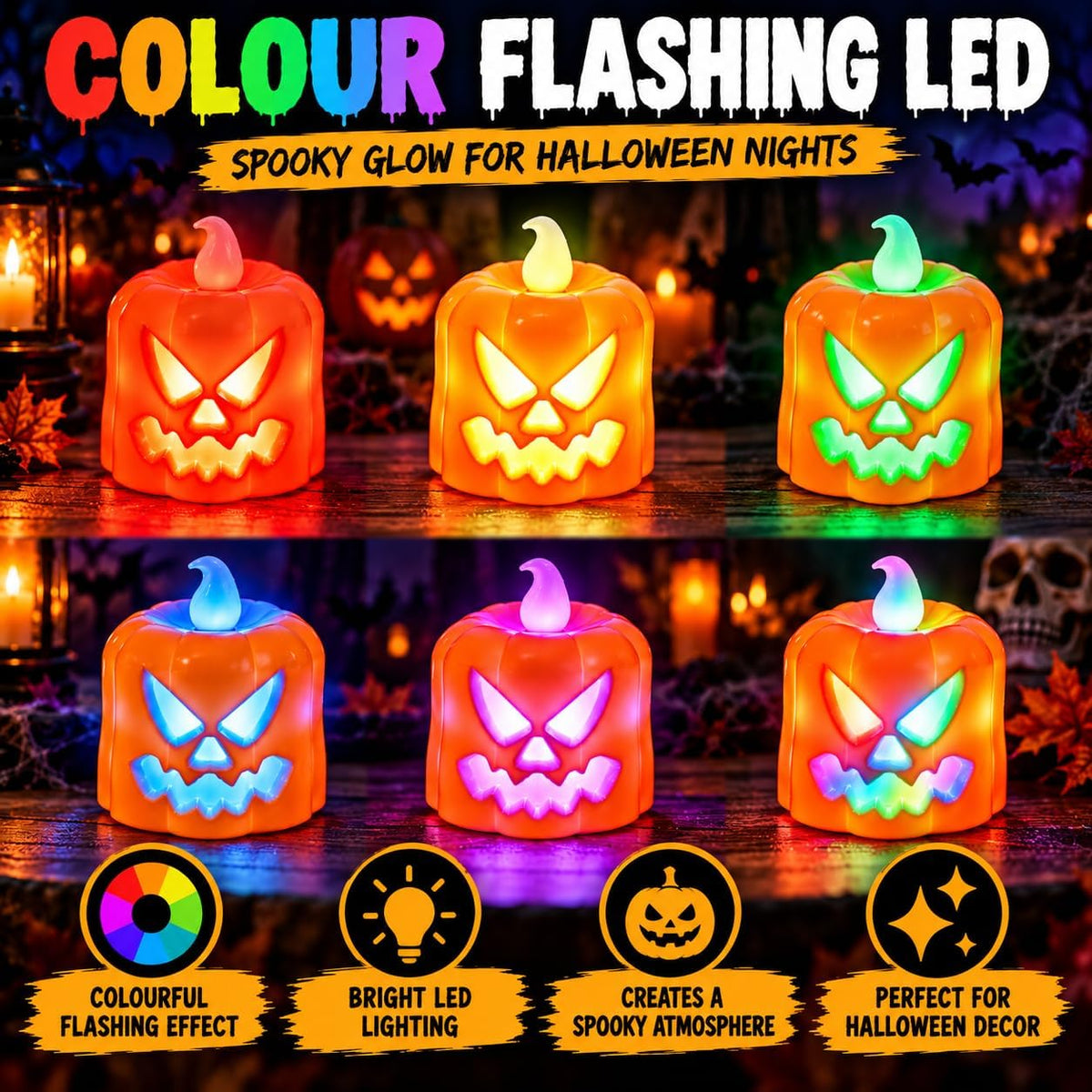 Halloween Pumpkin LED Candle Light 7cm