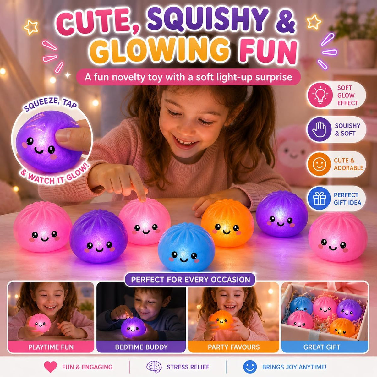 Light-Up Squishy Dumpling Toy 8.5cm – view 7