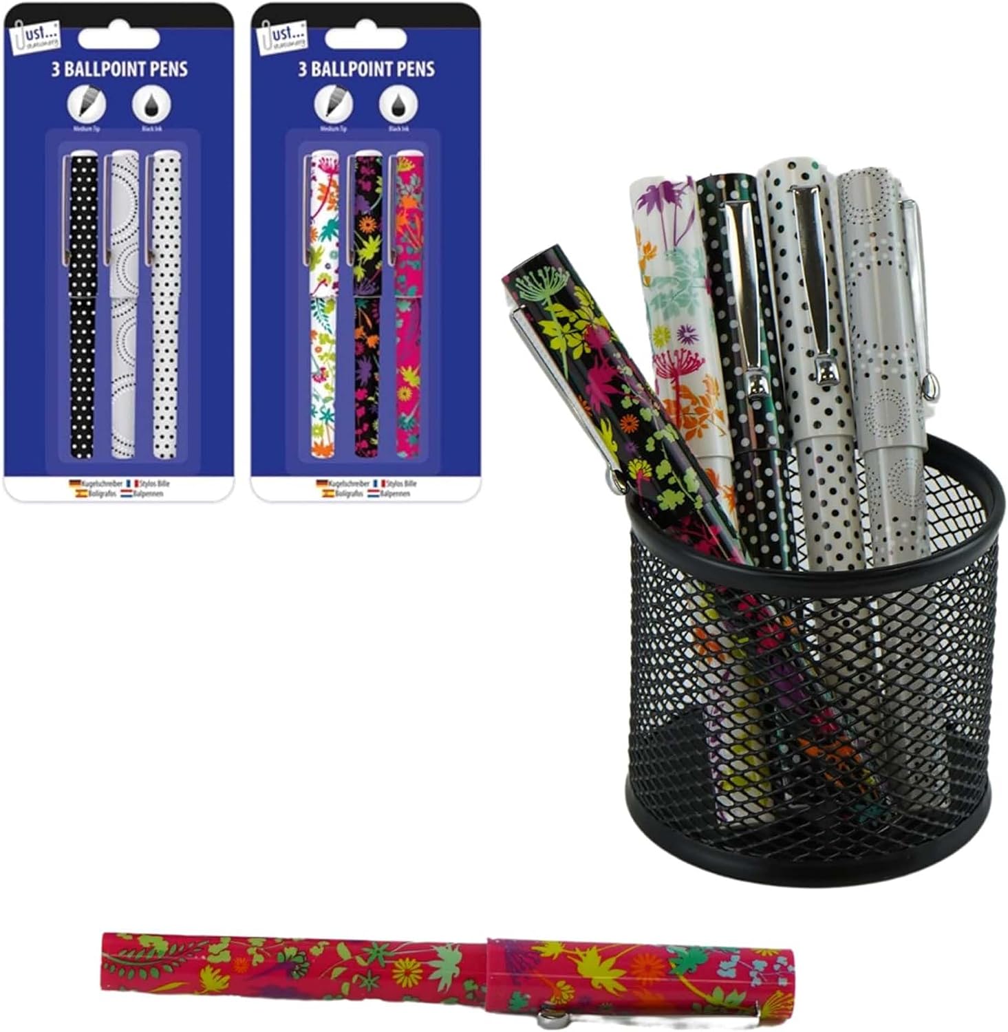 3Pcs Smooth Writing 0.7mm Ballpoint - Assorted