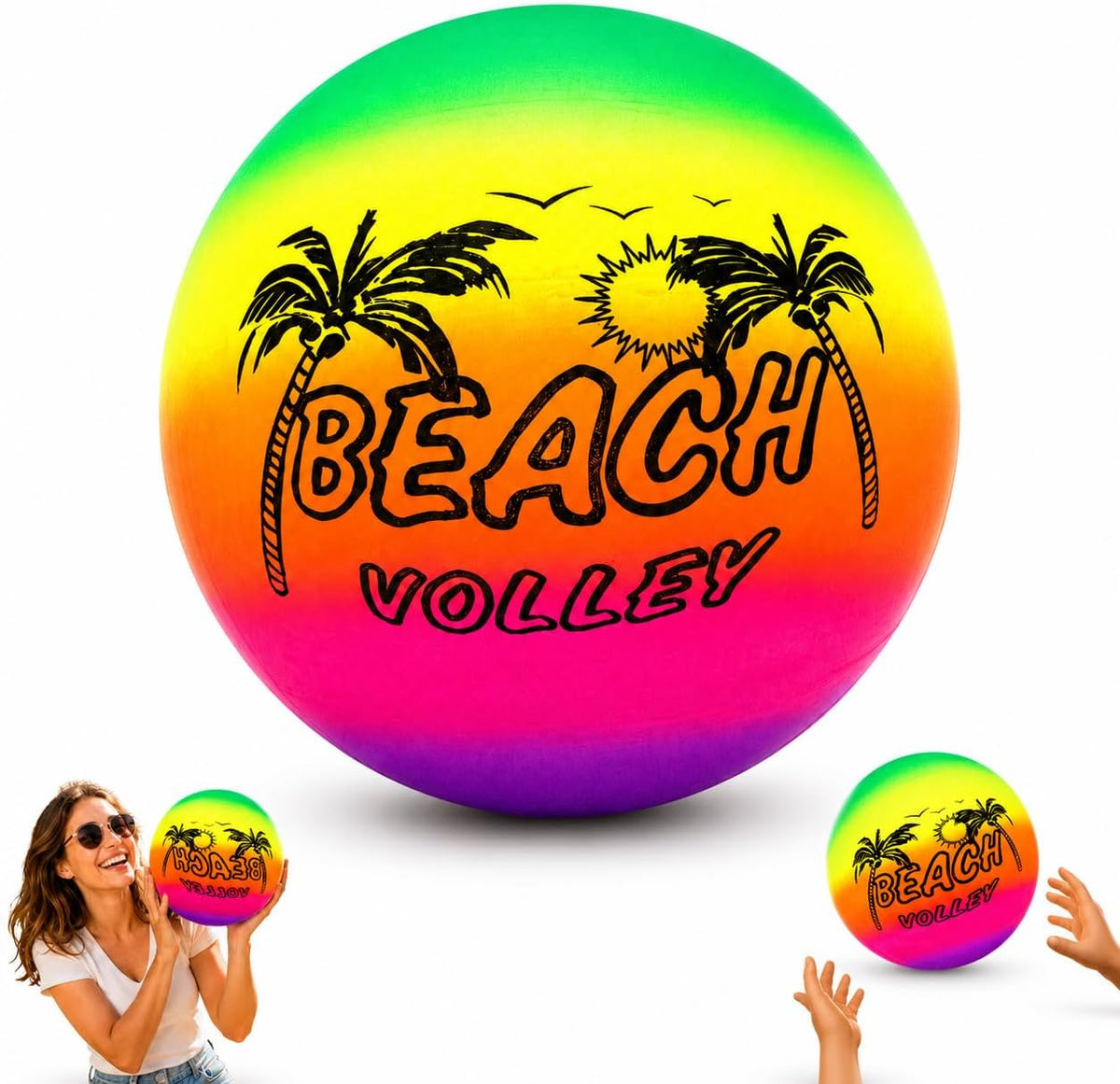 Rainbow Inflatable Volleyball 23cm - Beach Ball