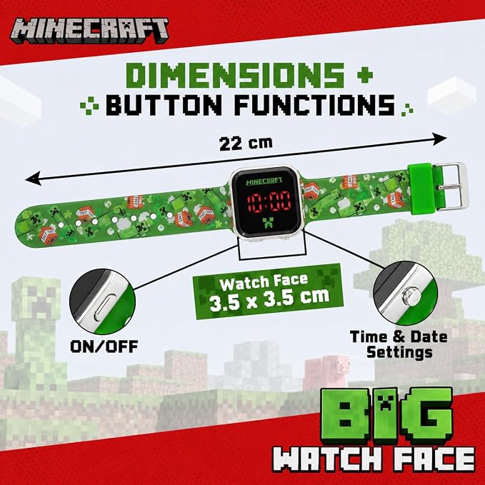 Minecraft Kids Licensed LED Wrist Watch 3.5cm – view 2