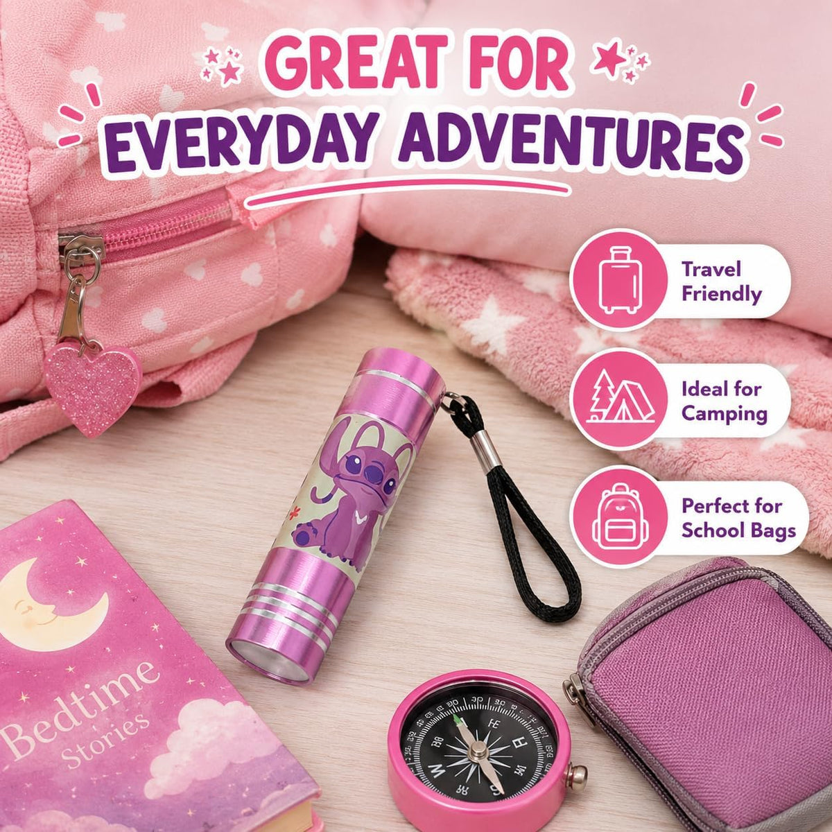 Disney Stitch 9 LED Mini Pink Flashlight 8.7cm