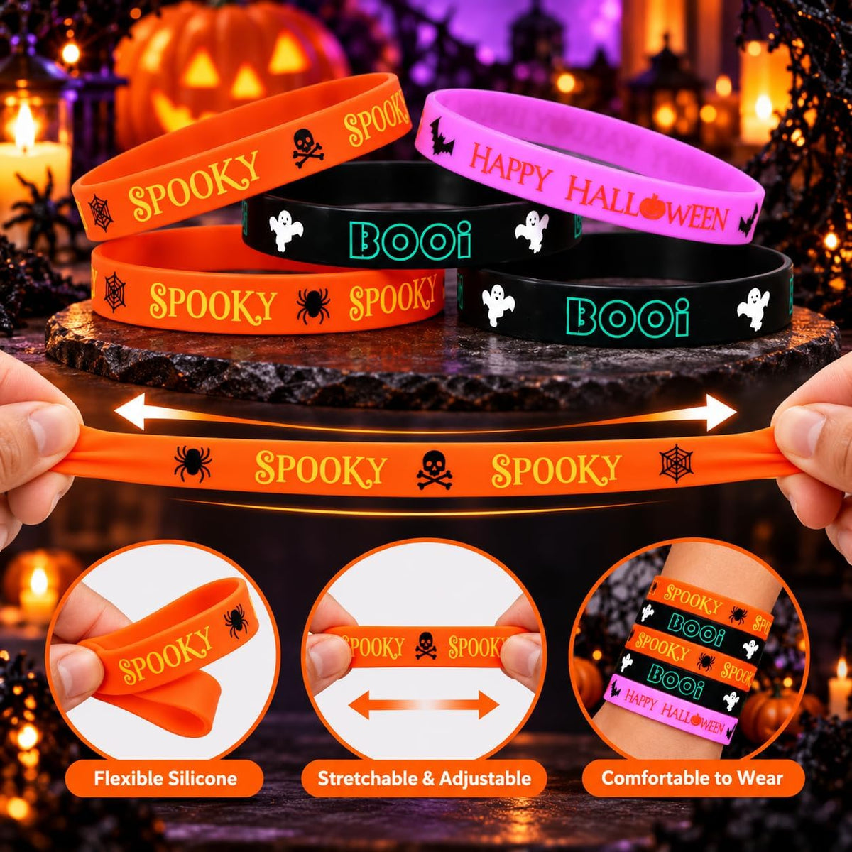 Halloween 5x Bracelets Set for Kids & Adults
