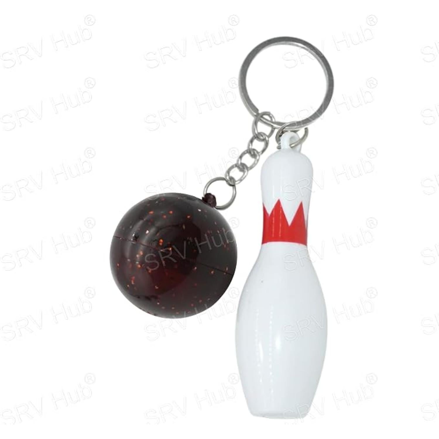 Bowling Pin Attached Ball Keyring - Assorted