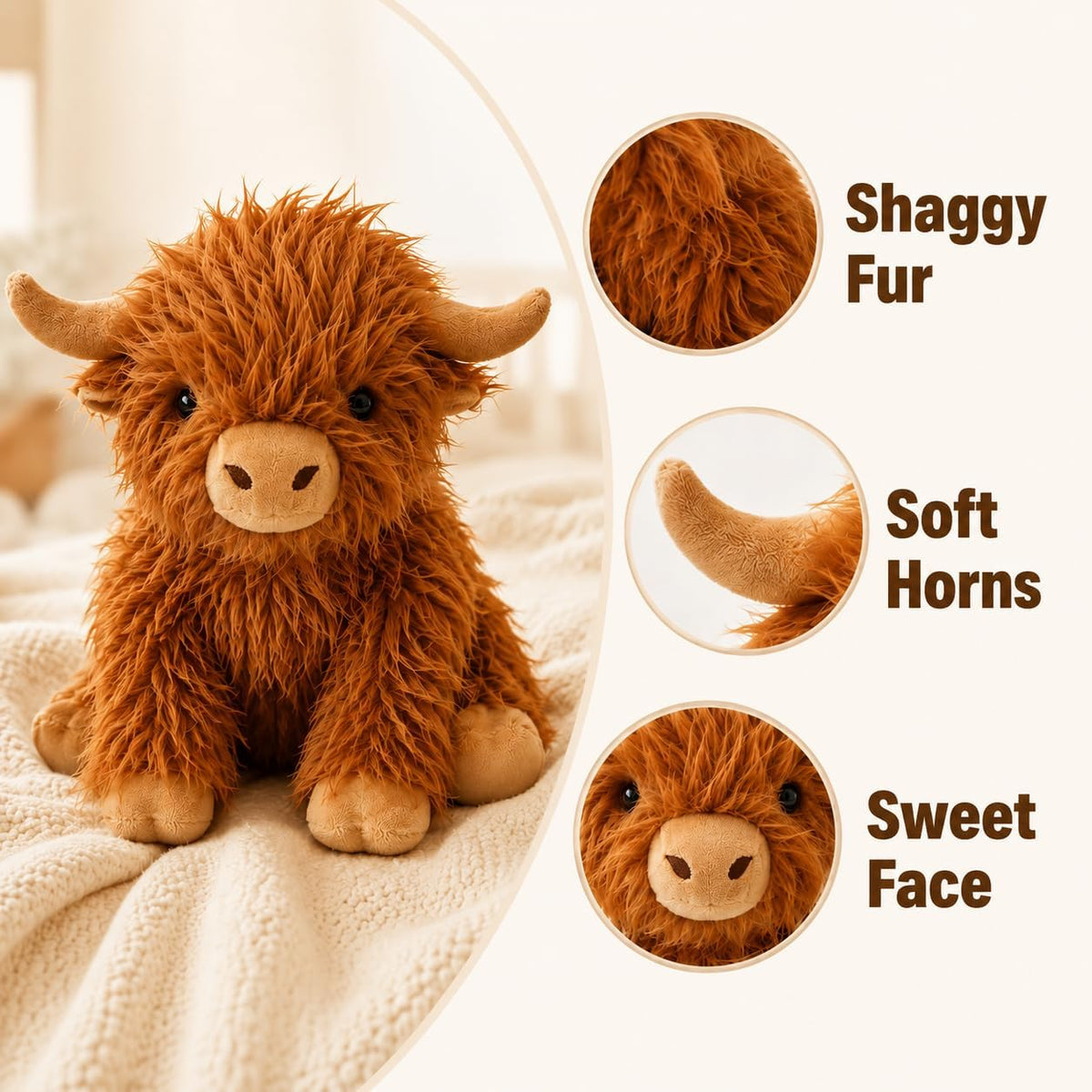 Highland Fluffy Scottish Cow Soft Toy 23cm