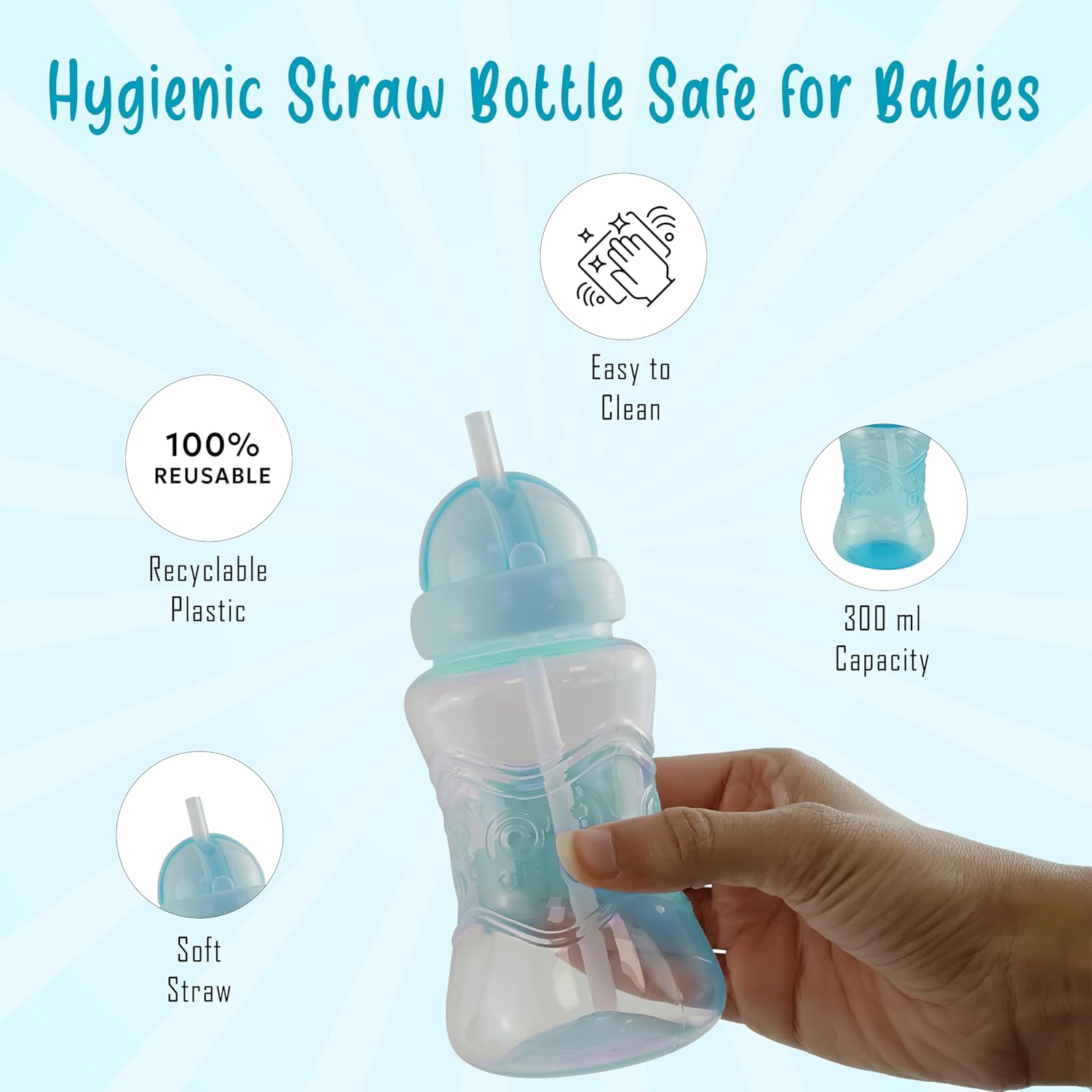 300ml Baby Sippy Cup with Pop-Up Straw 12+m