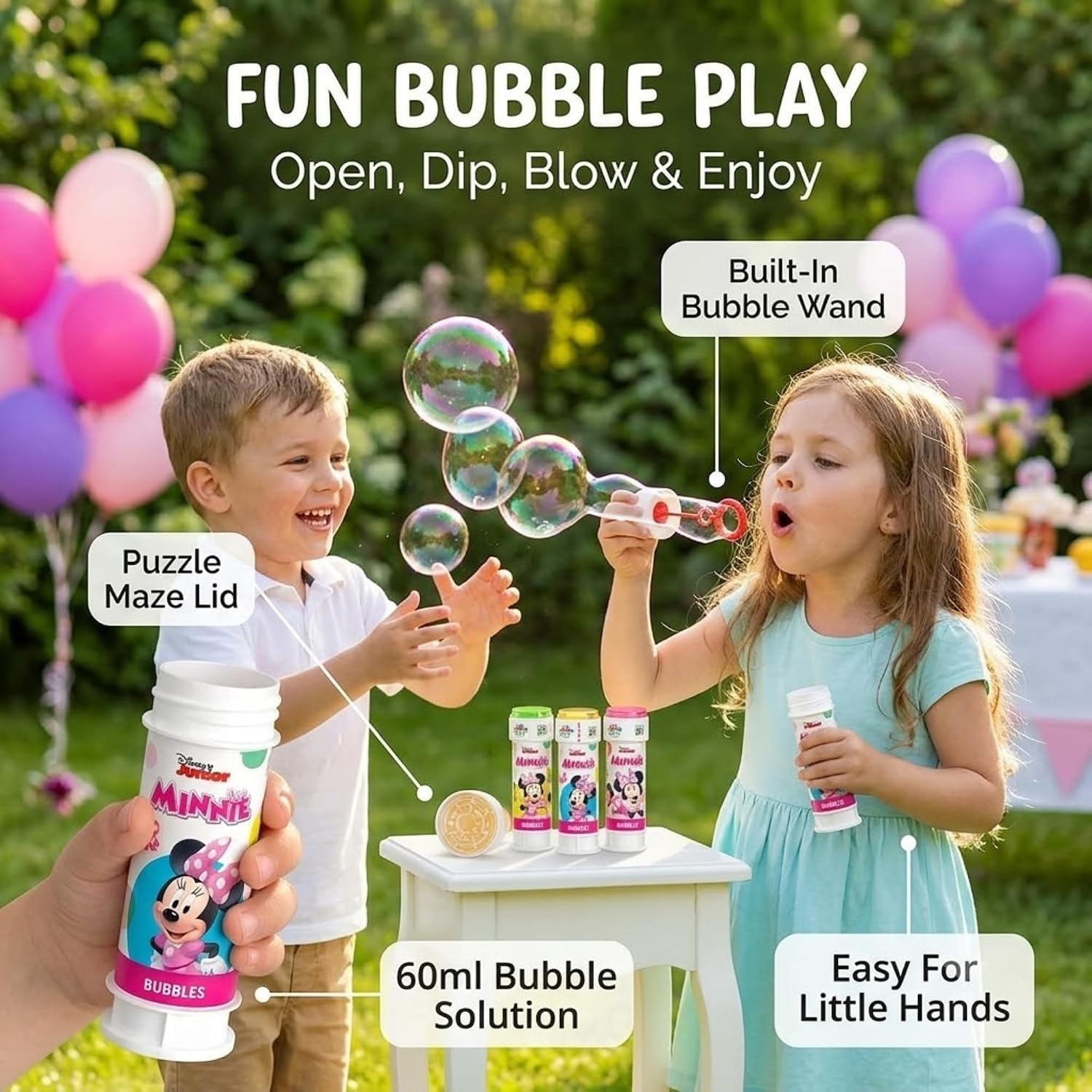 Minnie Mouse 12Pcs Bubble Tubes with Wand