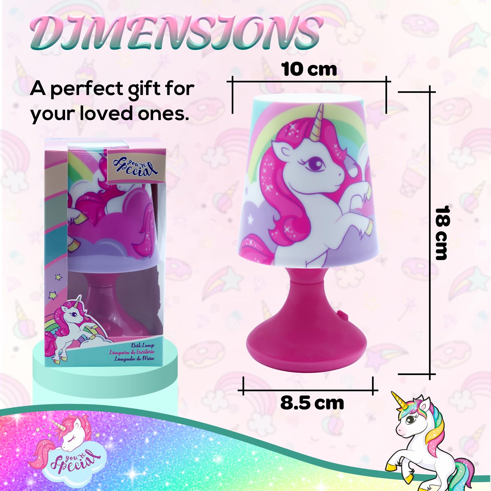 Table Lamp Battery Powered Bedside Lamp for Kids