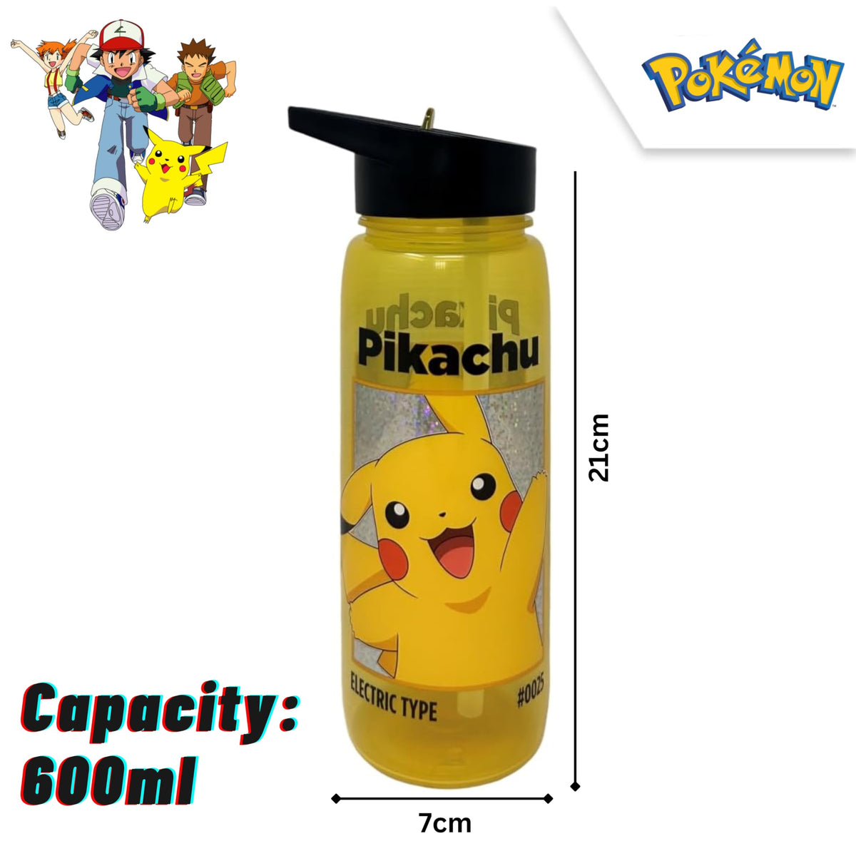 Pokémon Kids Licensed 600ML Plastic Drinking Bottle – view 2