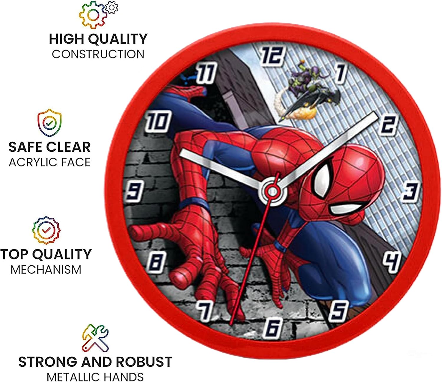 Children Modern Wall Clock Battery Operated, Wall Decor Gift for Kids