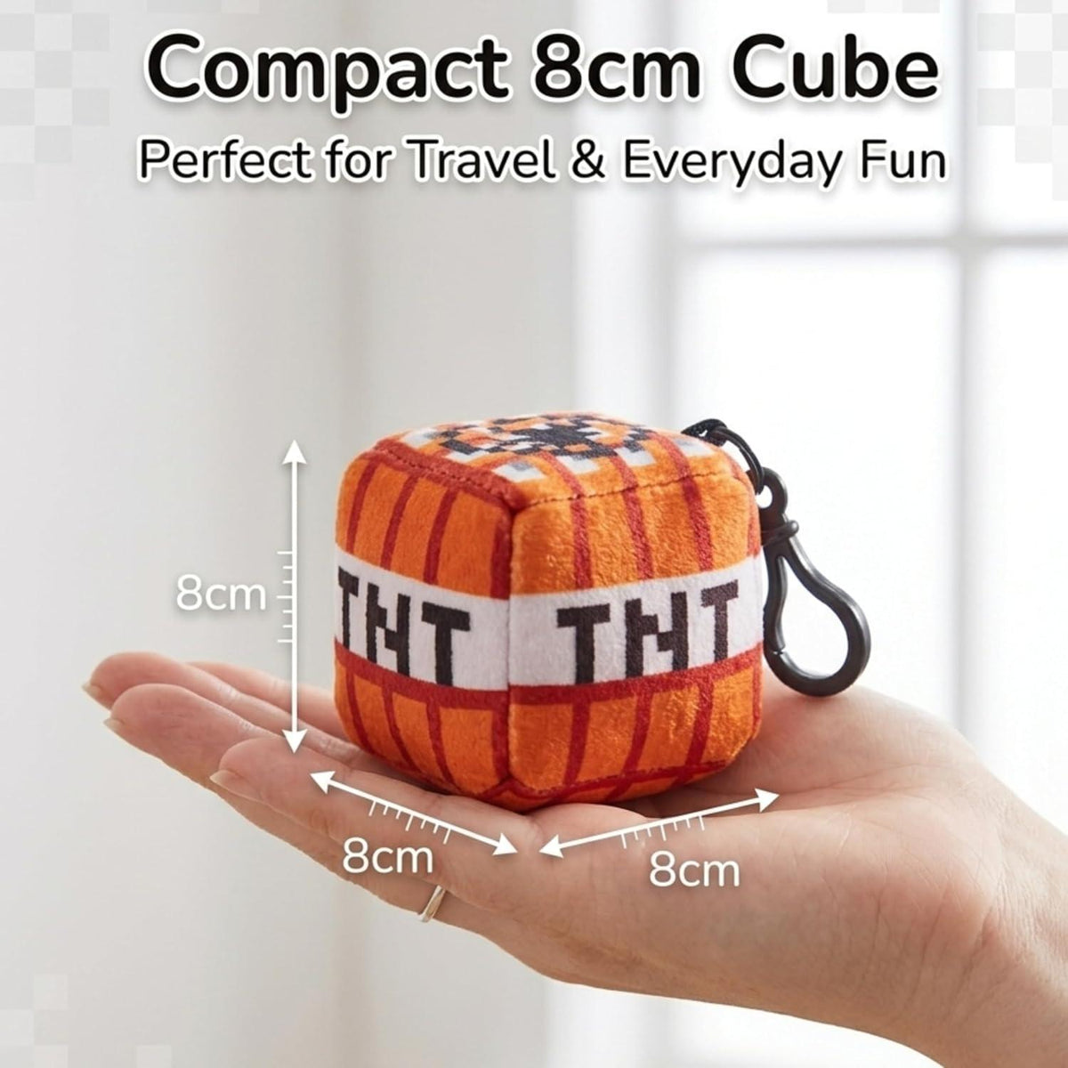 Minecraft TNT Kids Licensed Minecraft Plush Cube Clip-On Keychain – view 5