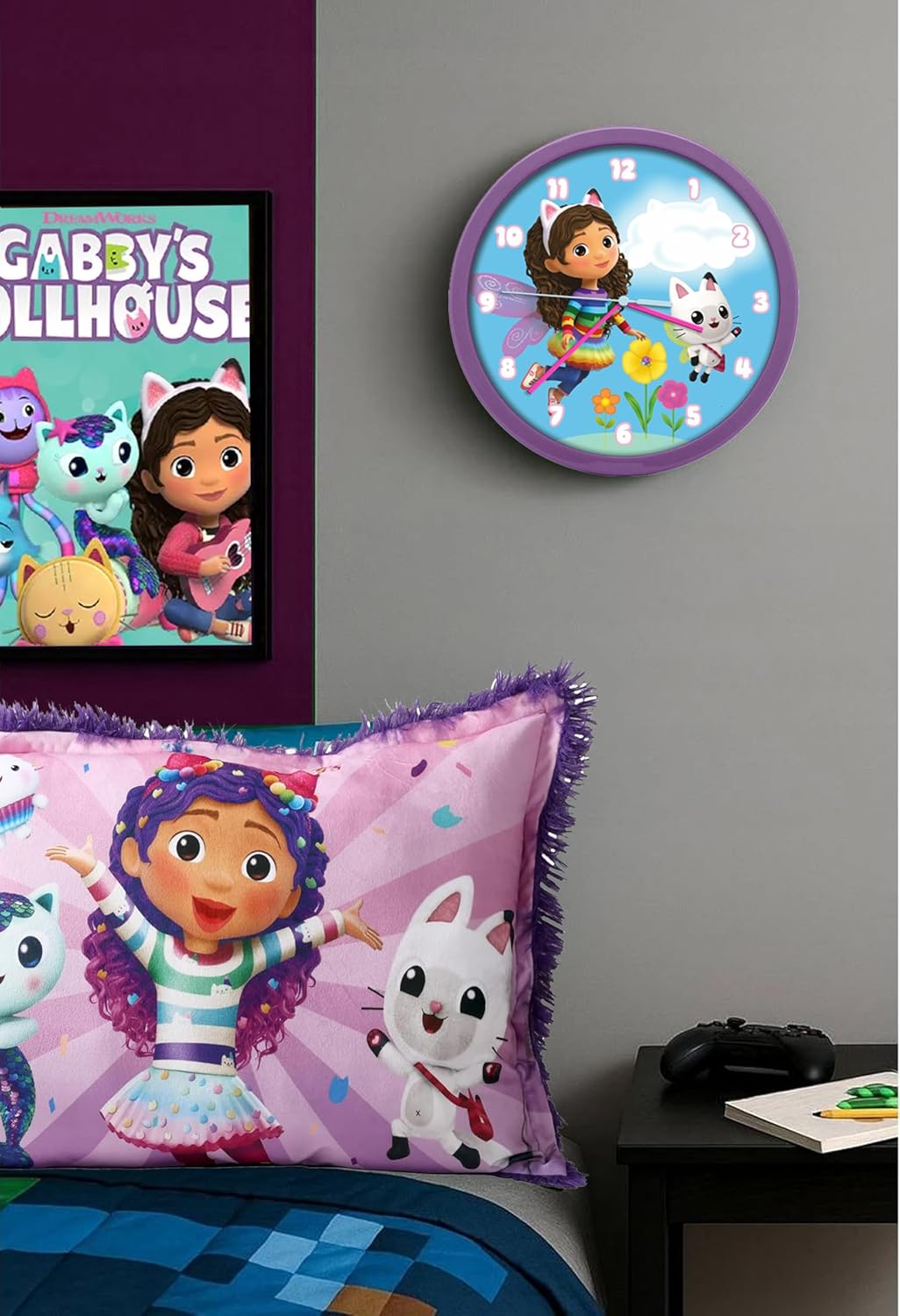 Children Modern Wall Clock Battery Operated, Wall Decor Gift for Kids