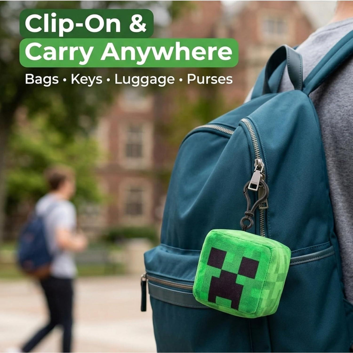 Minecraft Creeper Kids Licensed Minecraft Plush Cube Clip-On Keychain – view 3