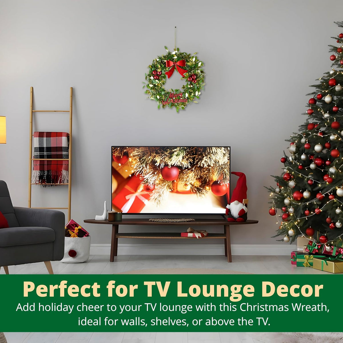 Christmas Home Door Tinsel Wreath 21cm