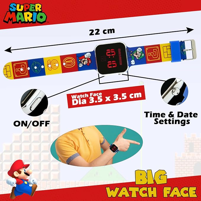 Super Mario Kids Licensed LED Wrist Watch 3.5cm – view 2