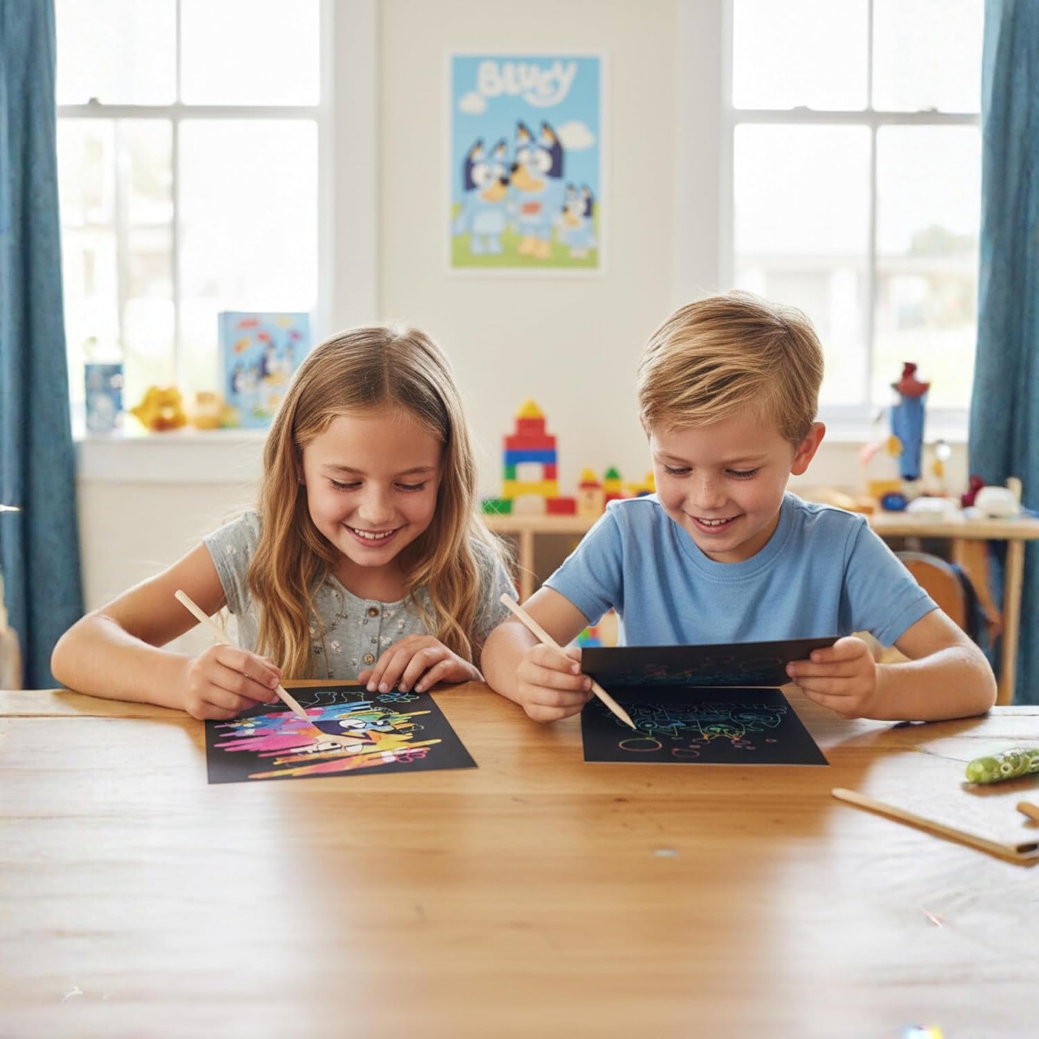3Pcs Kids Scratch Art Craft Set with Wooden Stylus