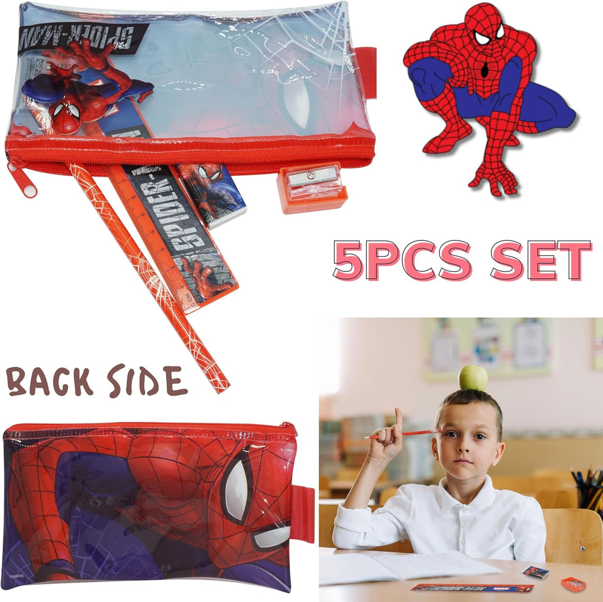 Spider-Man Kids Licensed 5 Piece Stationery Set with Pencil Case – view 6
