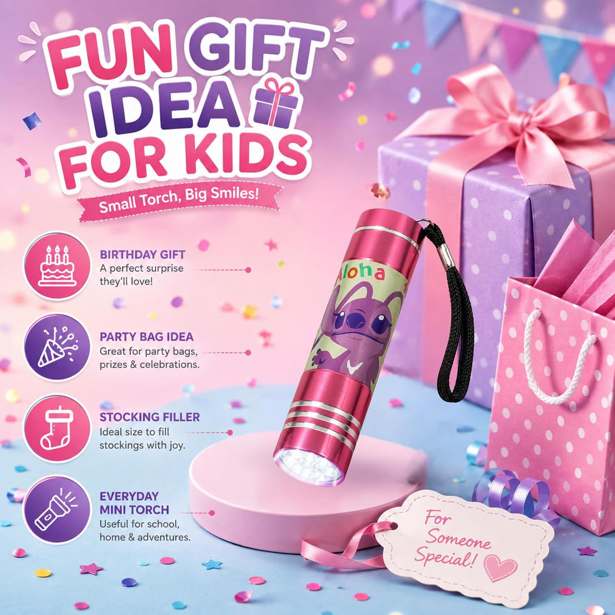 Disney Stitch 9 LED Mini Pink Flashlight 8.7cm