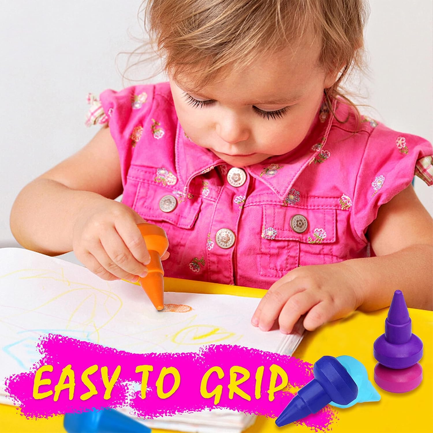 Stackable & Washable Easy Grip Crayons