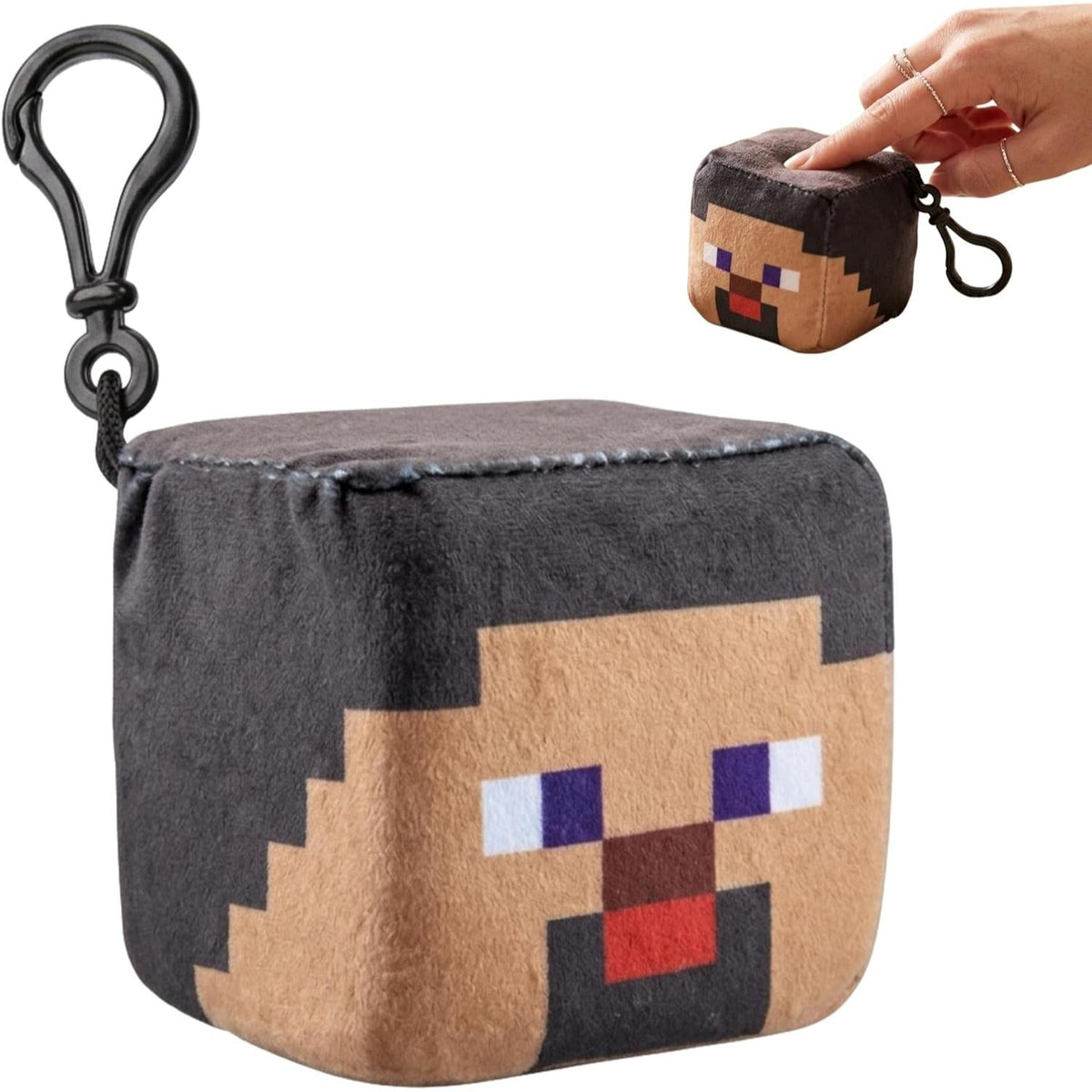 Minecraft Steve Kids Licensed Minecraft Plush Cube Clip-On Keychain