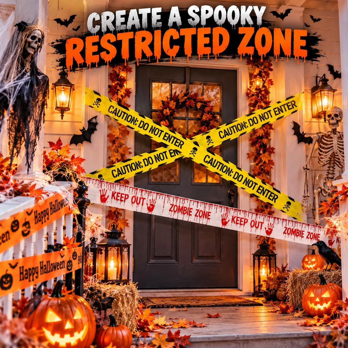 Halloween Fright Caution Tapes 3M x 6.5CM Each Spooky Party Decoration