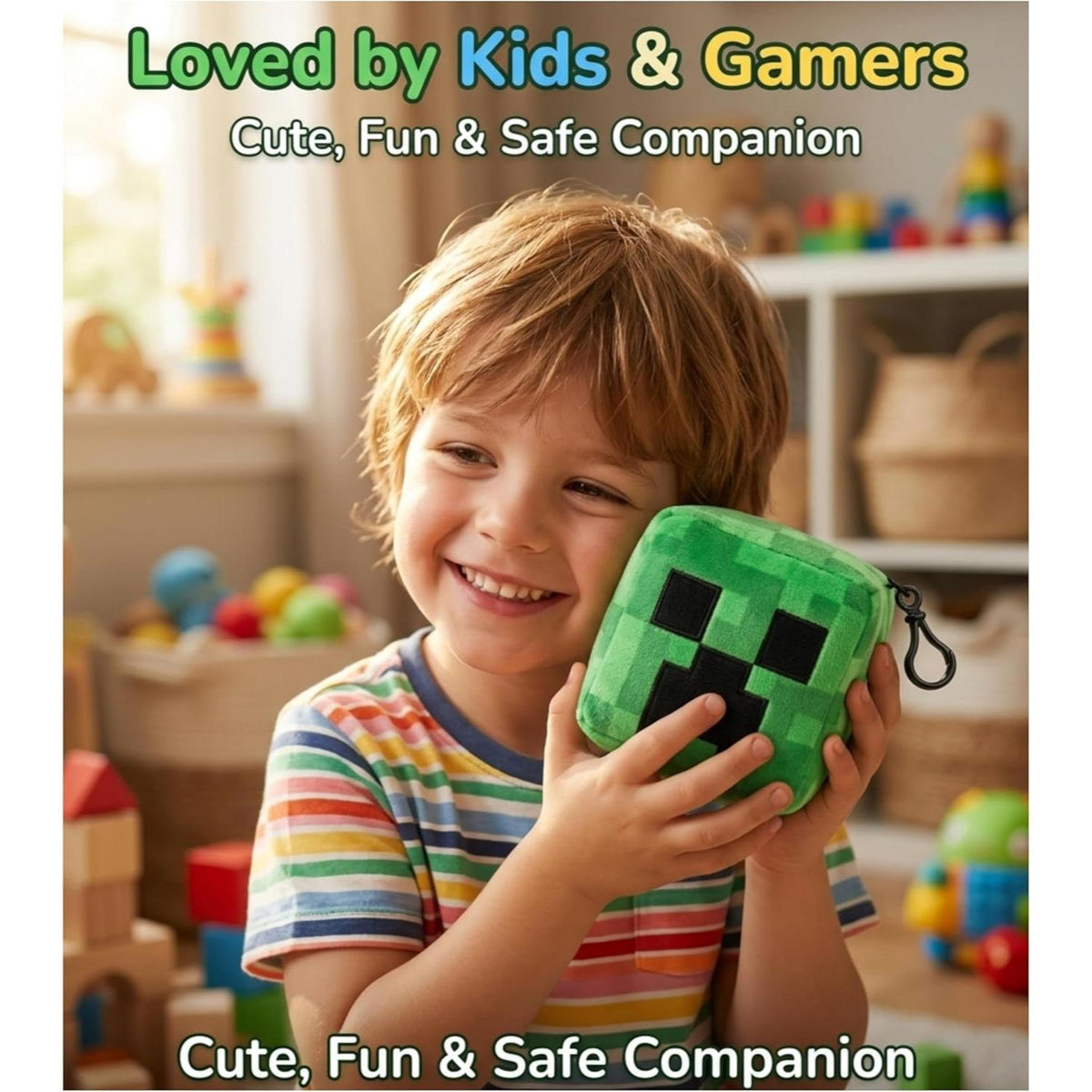 Minecraft Creeper Kids Licensed Minecraft Plush Cube Clip-On Keychain – view 8
