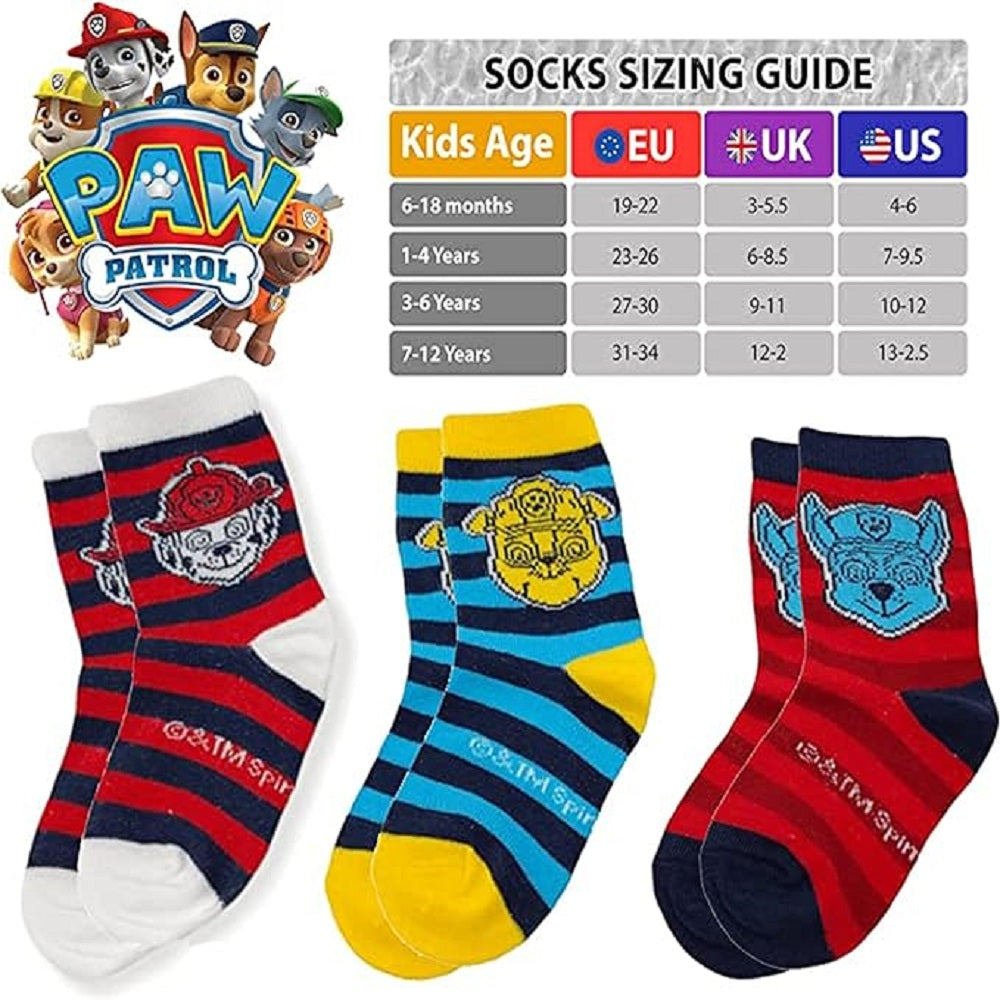 Paw Patrol Socks 3 Pairs
