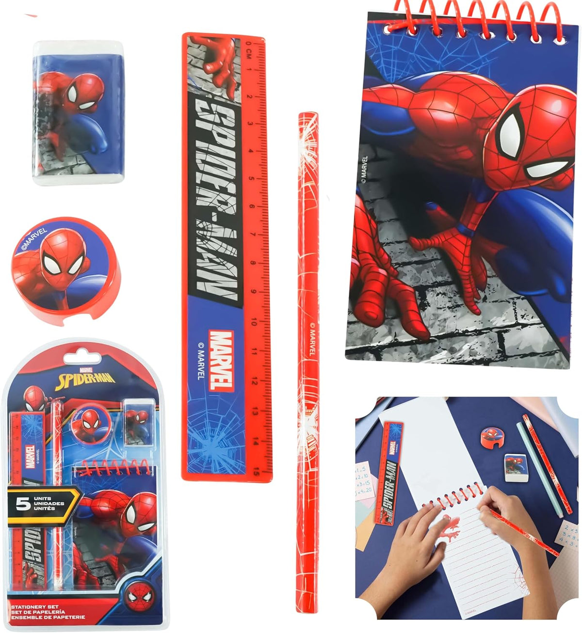 Spider-Man Kids Licensed 5 Piece Stationery Set