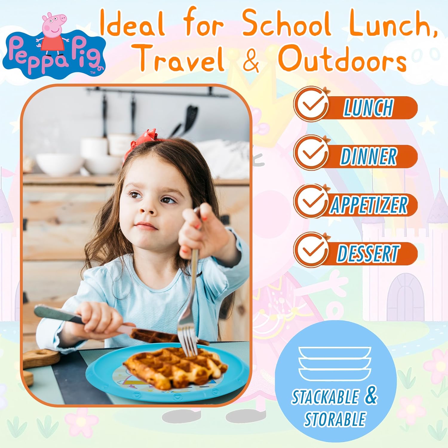 Reusable Kids Plastic Plate 22cm