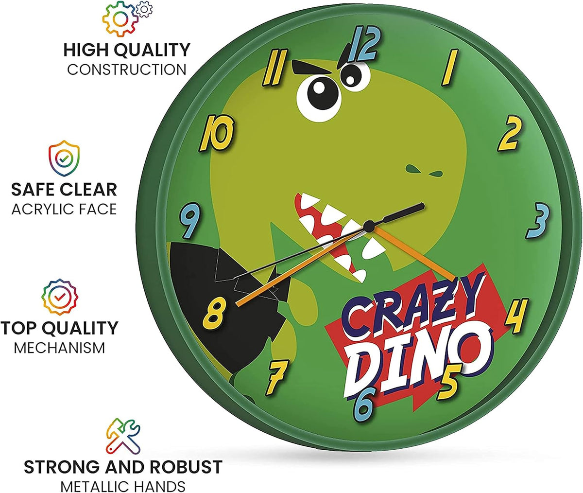 Crazy Dino Kids Licensed Round Wall Clock 25cm – view 6