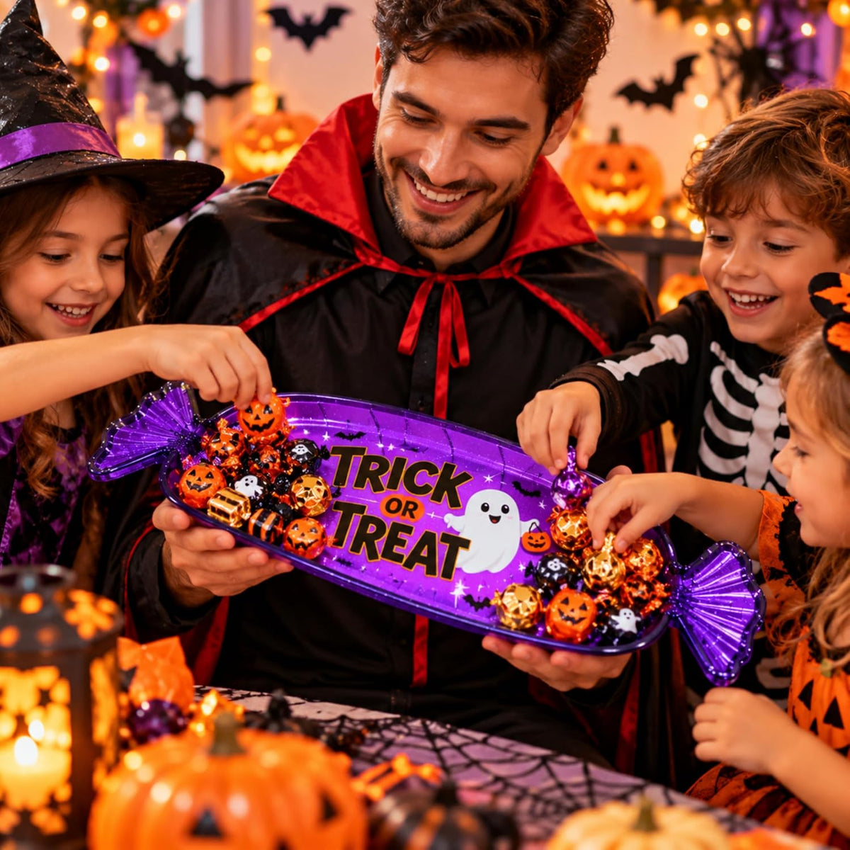 Halloween Candy Plate Purple 35cm