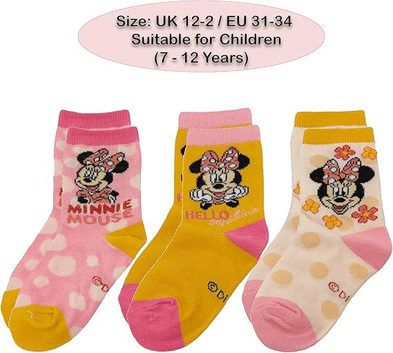 3 Pairs Minnie Mouse Soft Stretchy Socks
