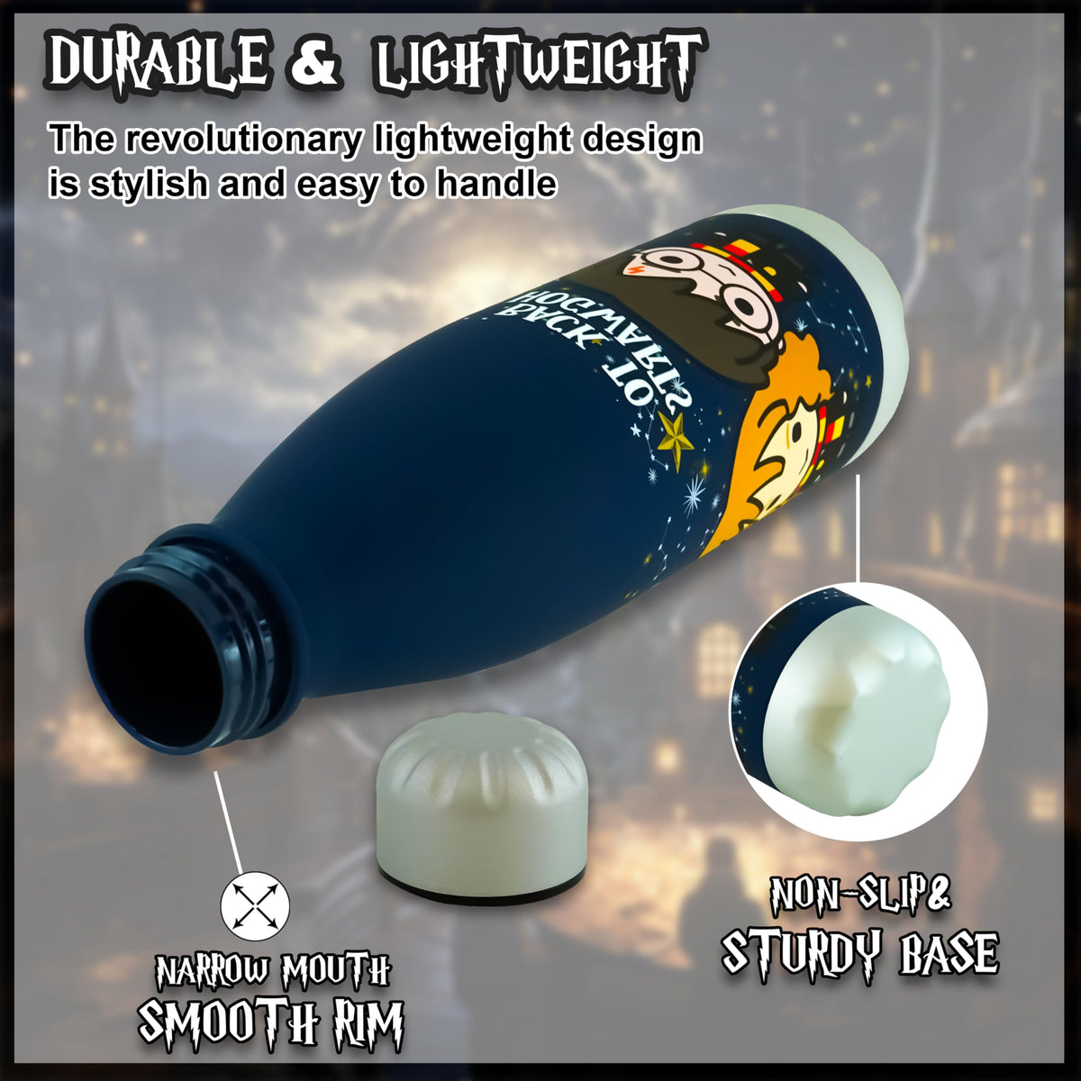 Harry Potter Kids Licensed 650ml Soft Touch Leak-Proof Water Bottle – view 4