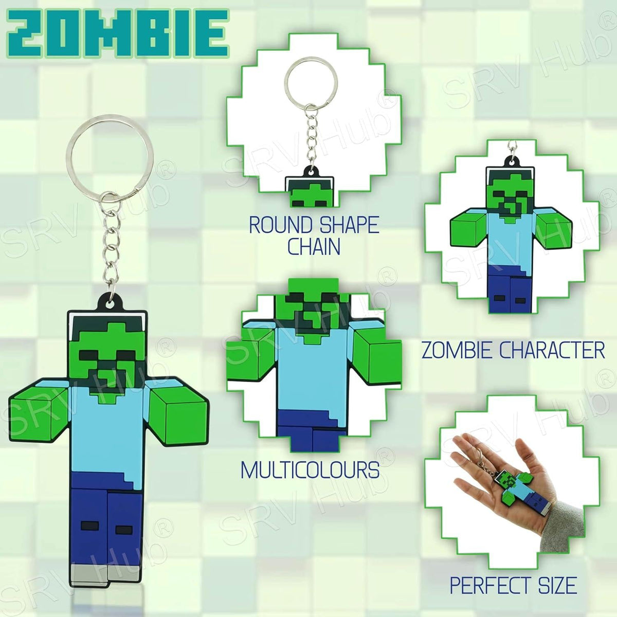 Zombie Kids Licensed Soft PVC Minecraft Key Chain – view 3