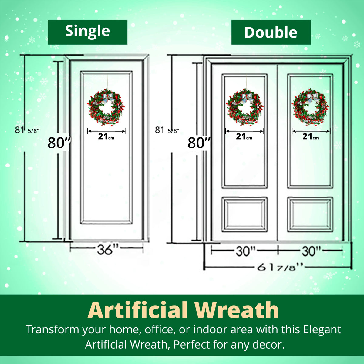 Christmas Home Door Tinsel Wreath 21cm