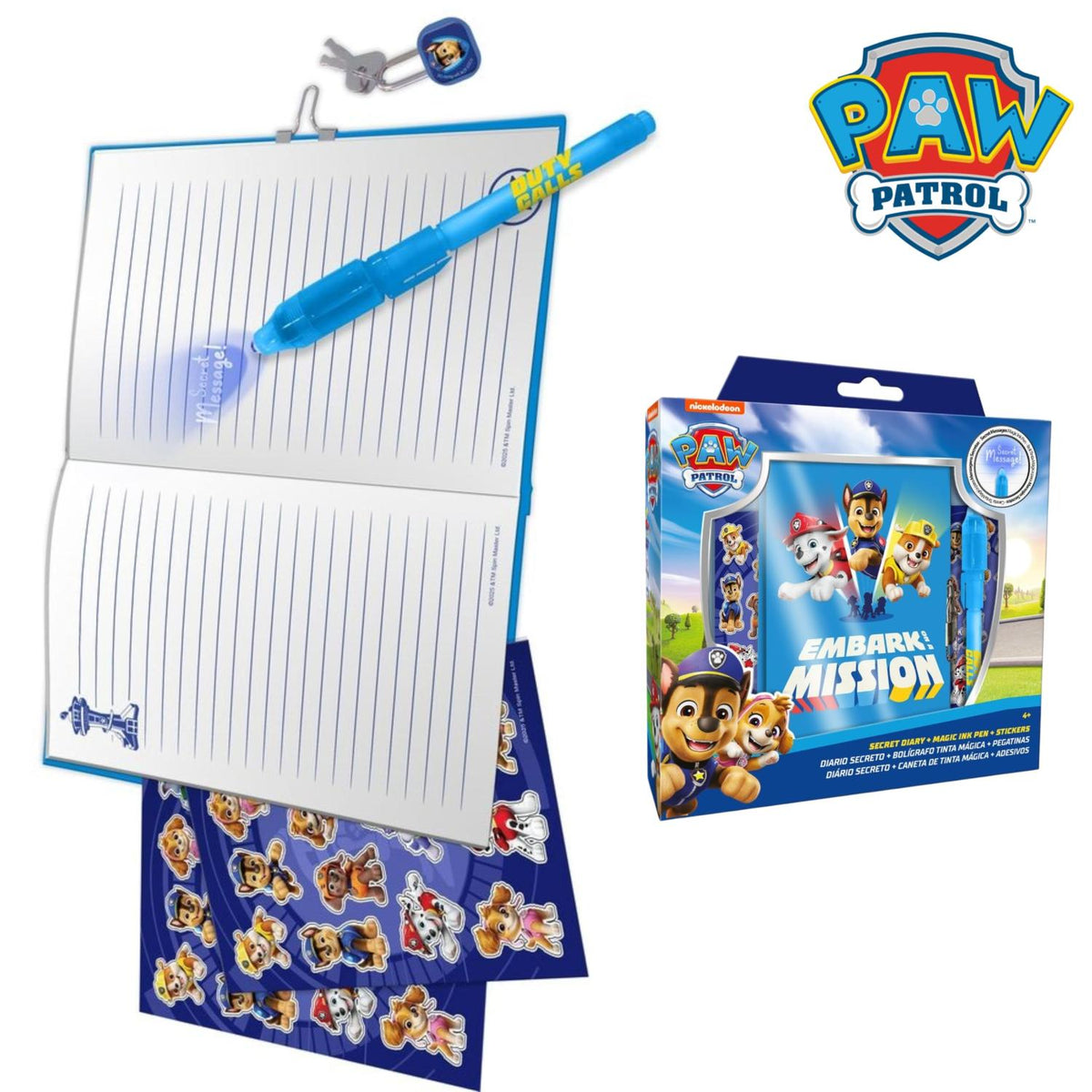PAW Patrol Kids Licensed Secret Diary & Magic Ink Pen Stationery Set – view 2