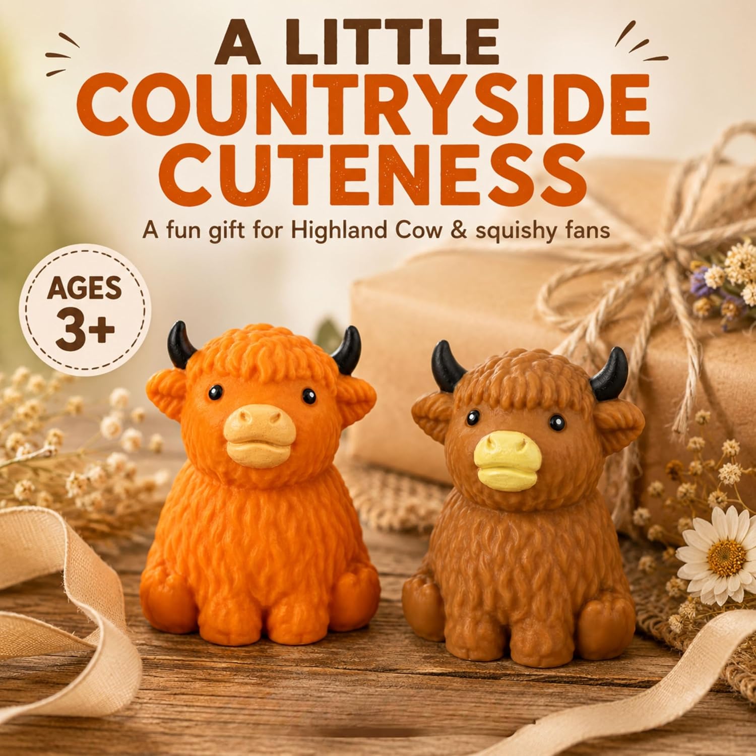 Random Highland Cow Squishy Fidget Toy - 9cm