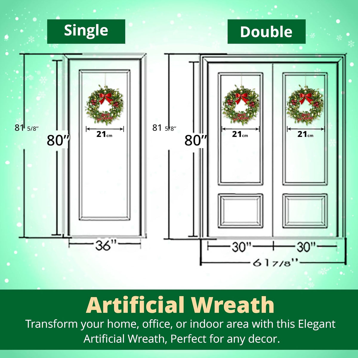 Christmas Home Door Tinsel Wreath 21cm