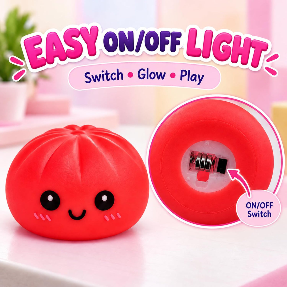 LED Light Up Squishy Dumpling Toy - 8.5cm
