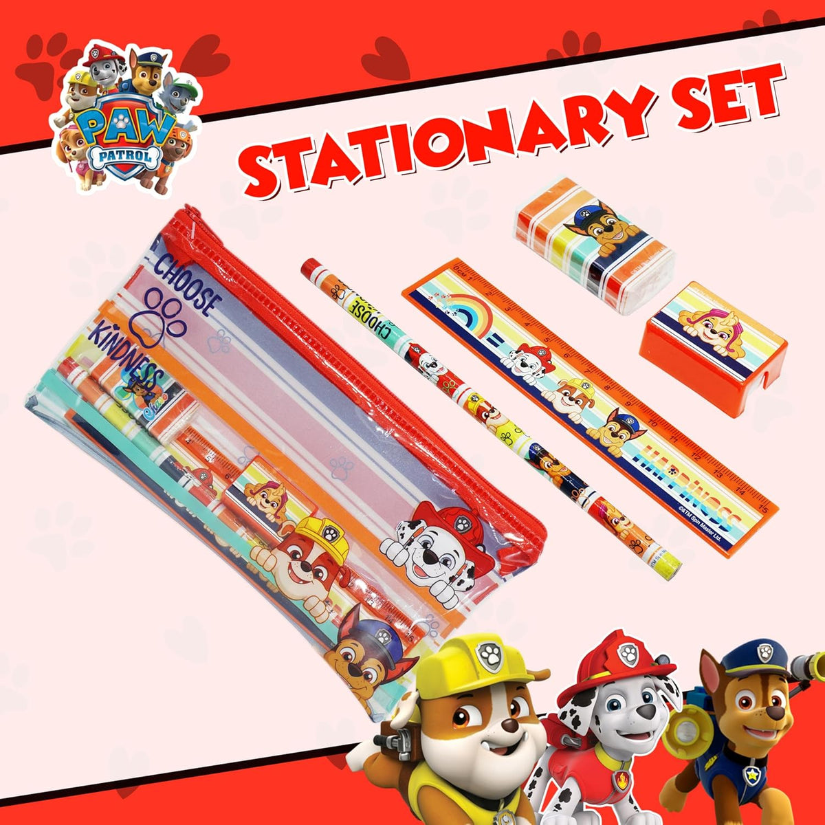 PAW Patrol Kids Licensed 5 Piece Stationery Set with Pencil Case – view 2
