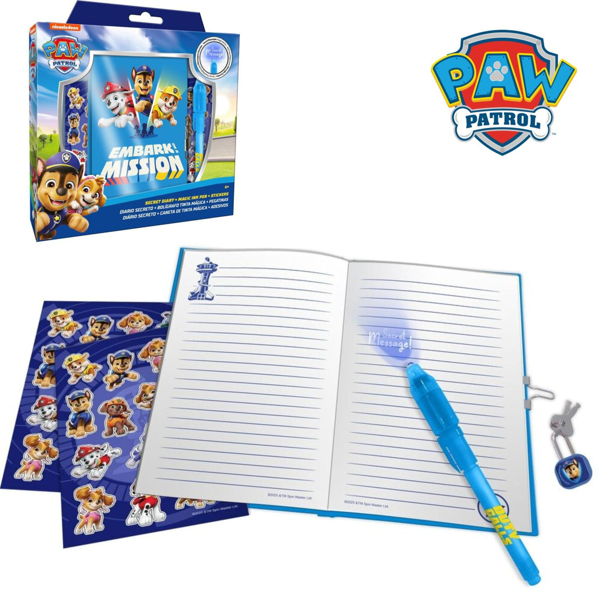 PAW Patrol Kids Licensed Secret Diary & Magic Ink Pen Stationery Set